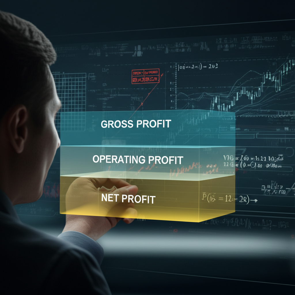財務圖表顯示不同利潤類型的層次分析