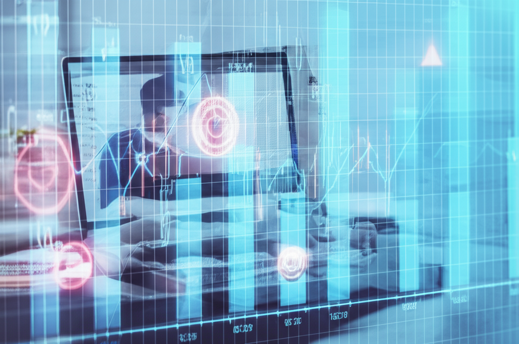 美股盤前交易示意圖:清晨鐘錶與電腦交易畫面,象徵開盤前市場活動