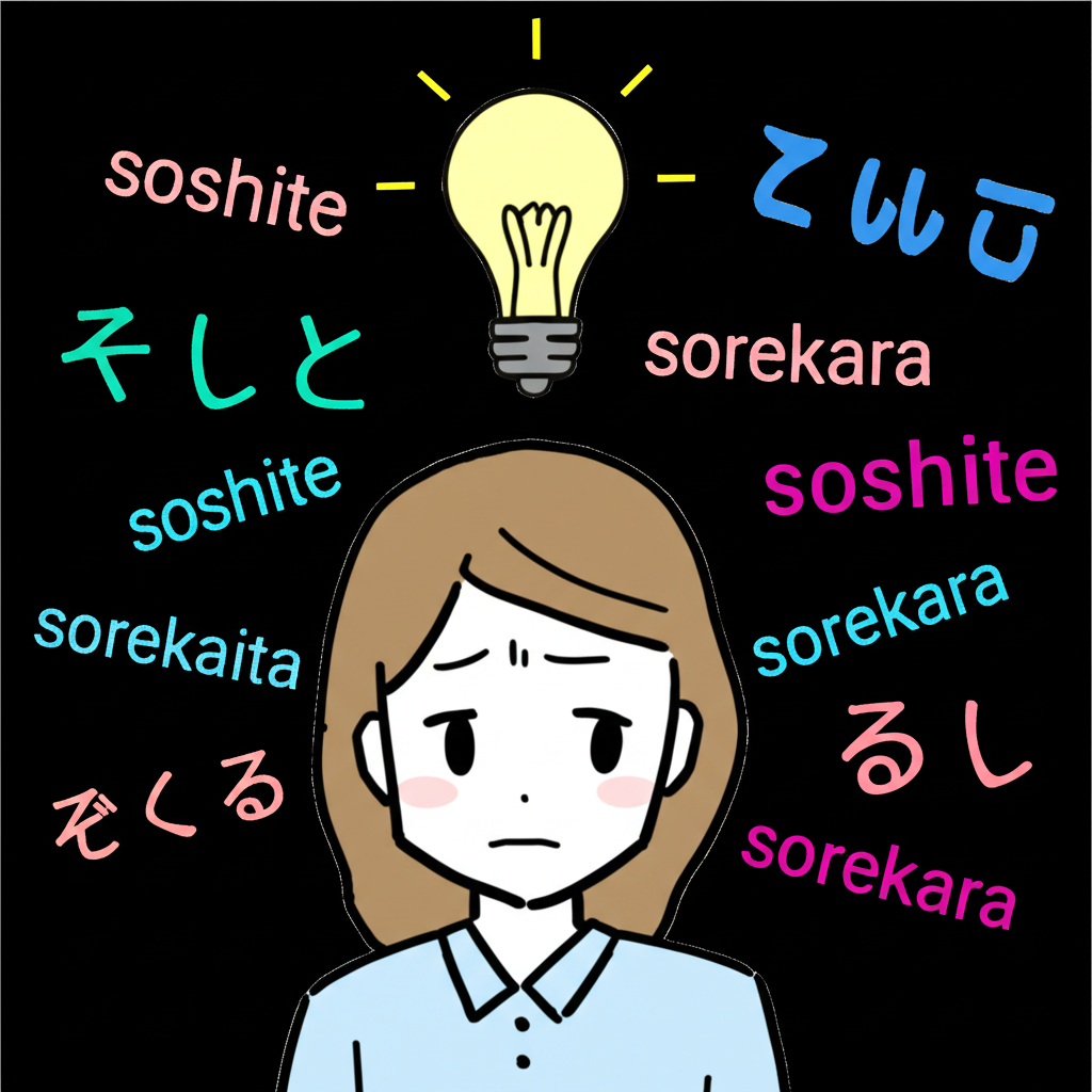 日語學習者困惑於「そして」等連接詞概念的插圖