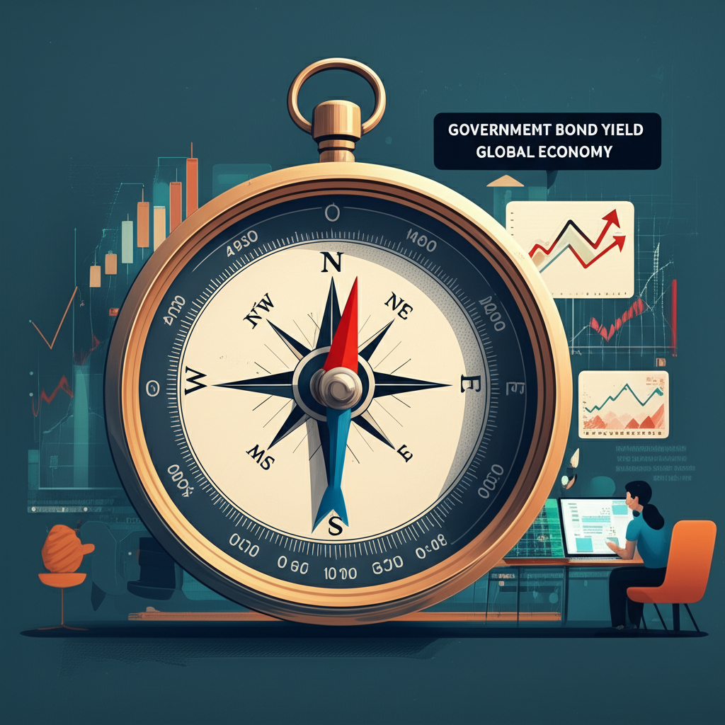 金融市場中公債殖利率如指南針般影響全球經濟脈動與投資決策,圖中有人專注研究圖表
