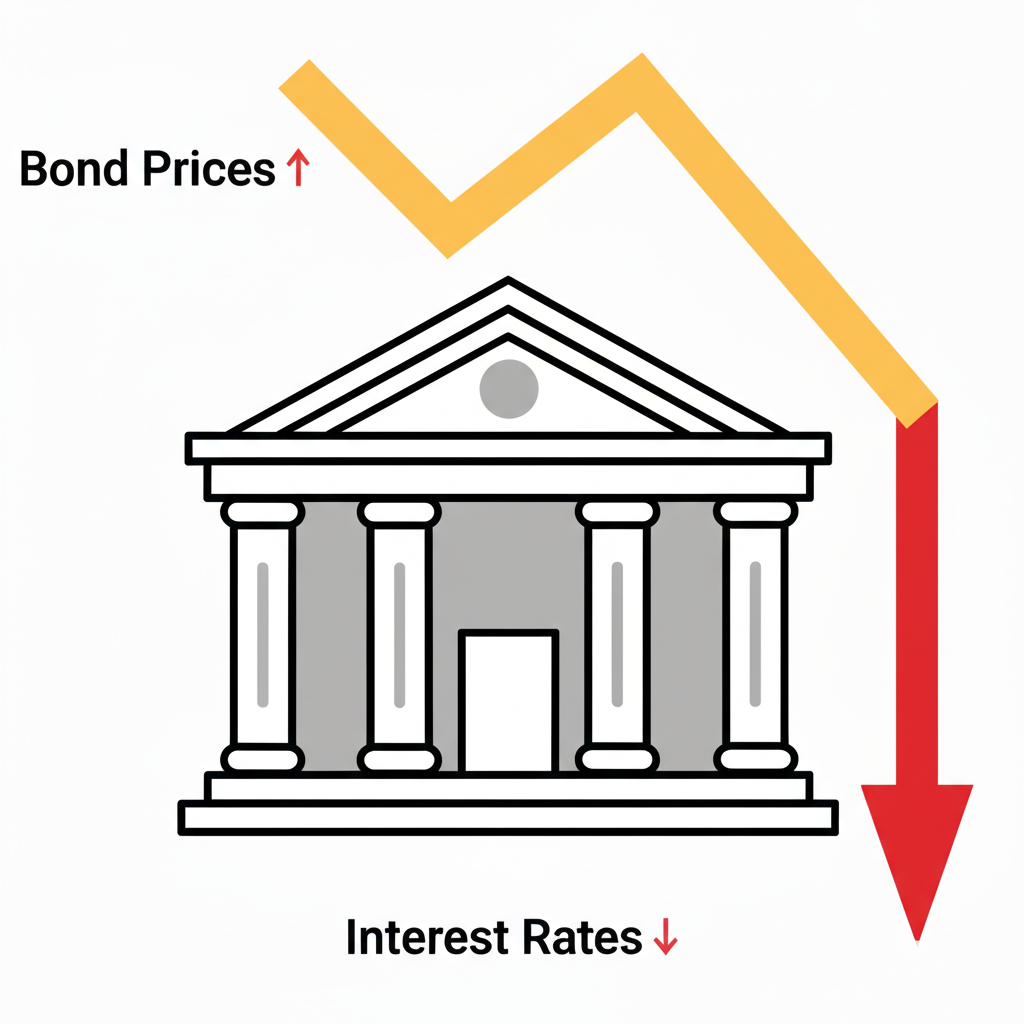 央行實施貨幣政策刺激經濟，解釋降息如何導致債券價格上漲的插圖