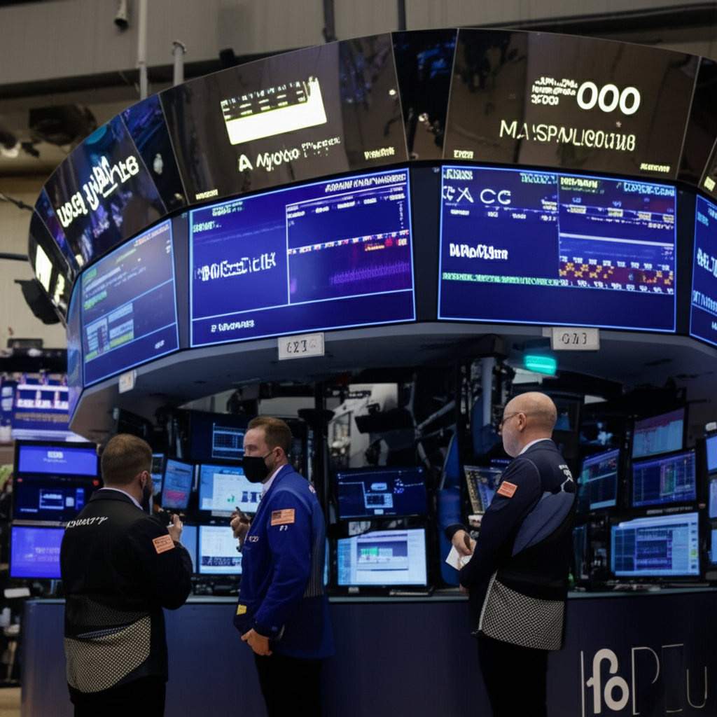 熱鬧股市插圖顯示標普500指數代表美國頂尖500家公司與經濟健康