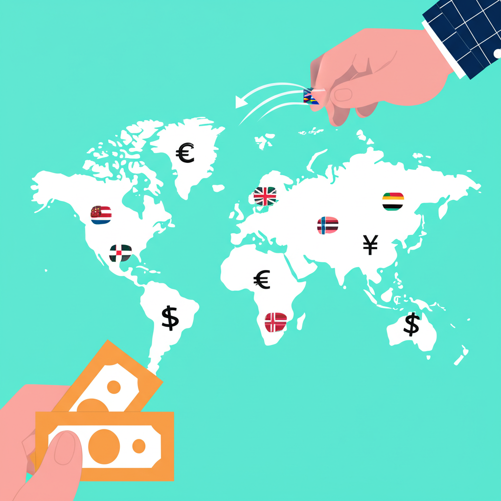 全球貨幣兌換與外匯市場世界地圖插圖