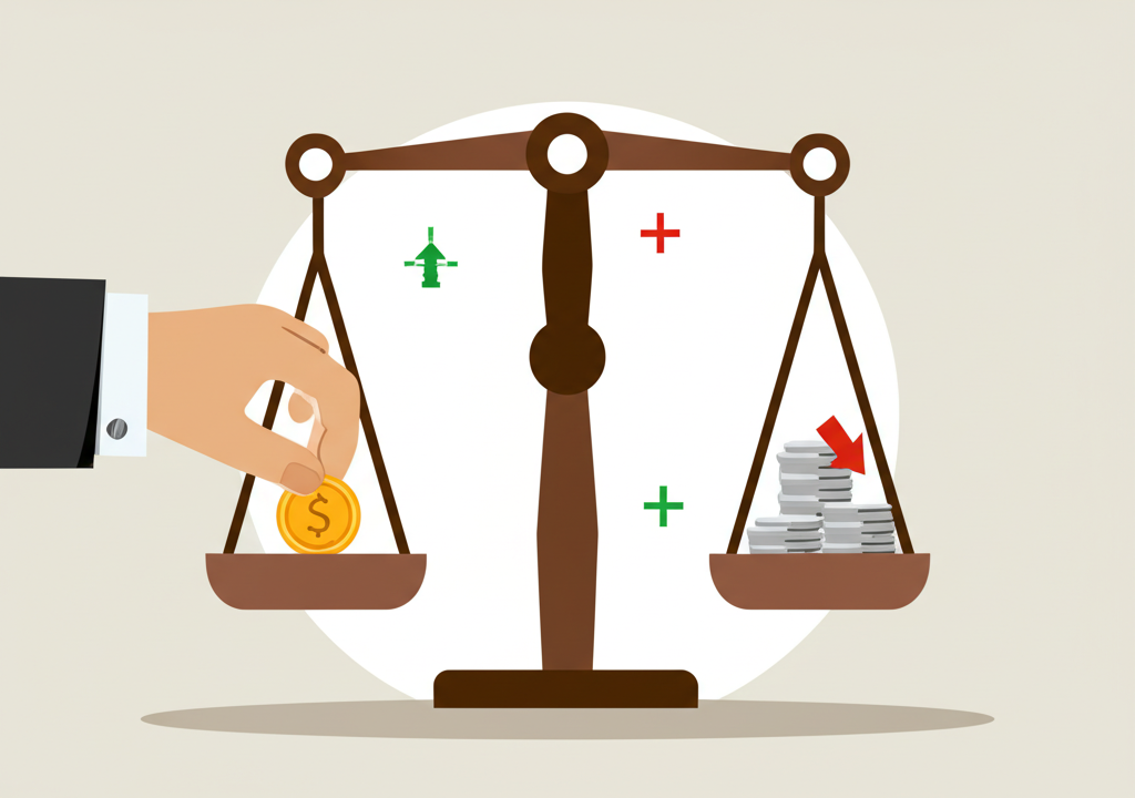 保證金與槓桿概念的平衡秤插圖,顯示盈虧