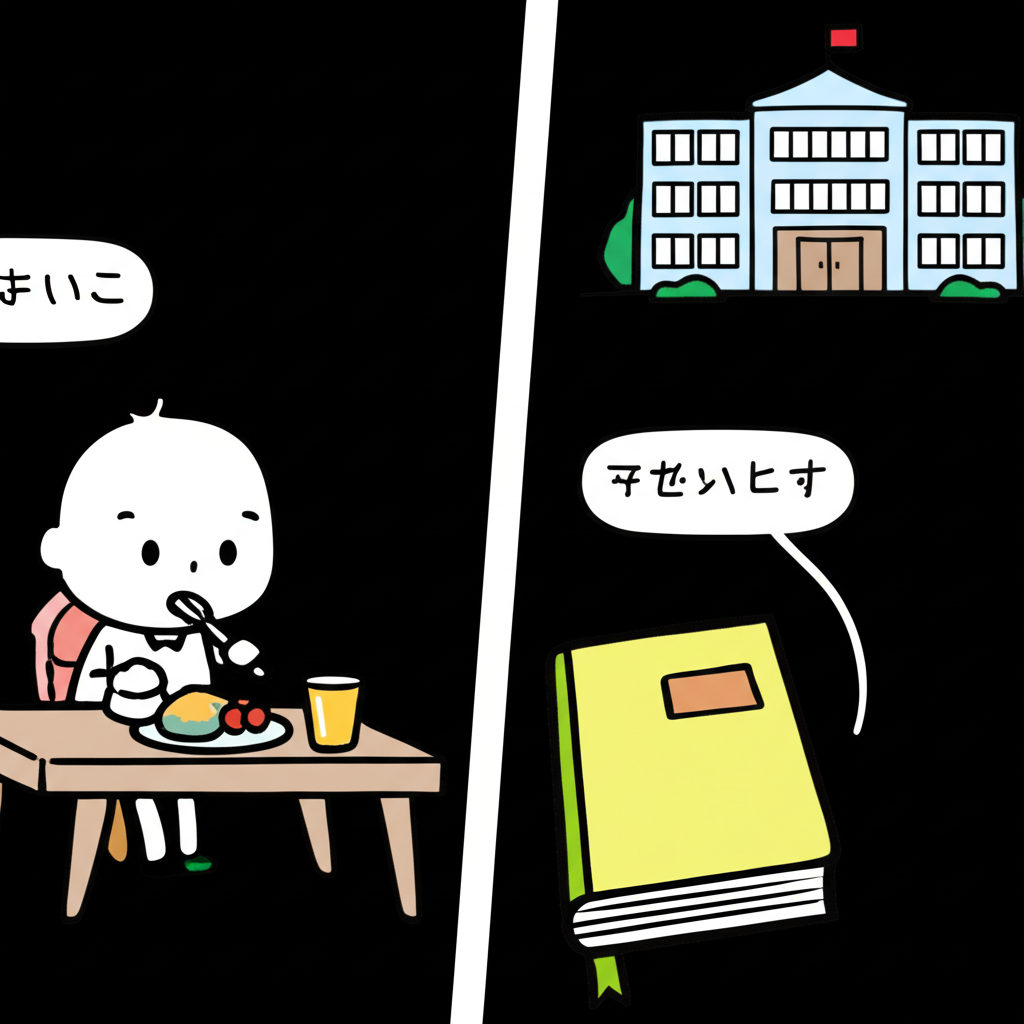 「そして」在順序動作與並列特質情境的插圖