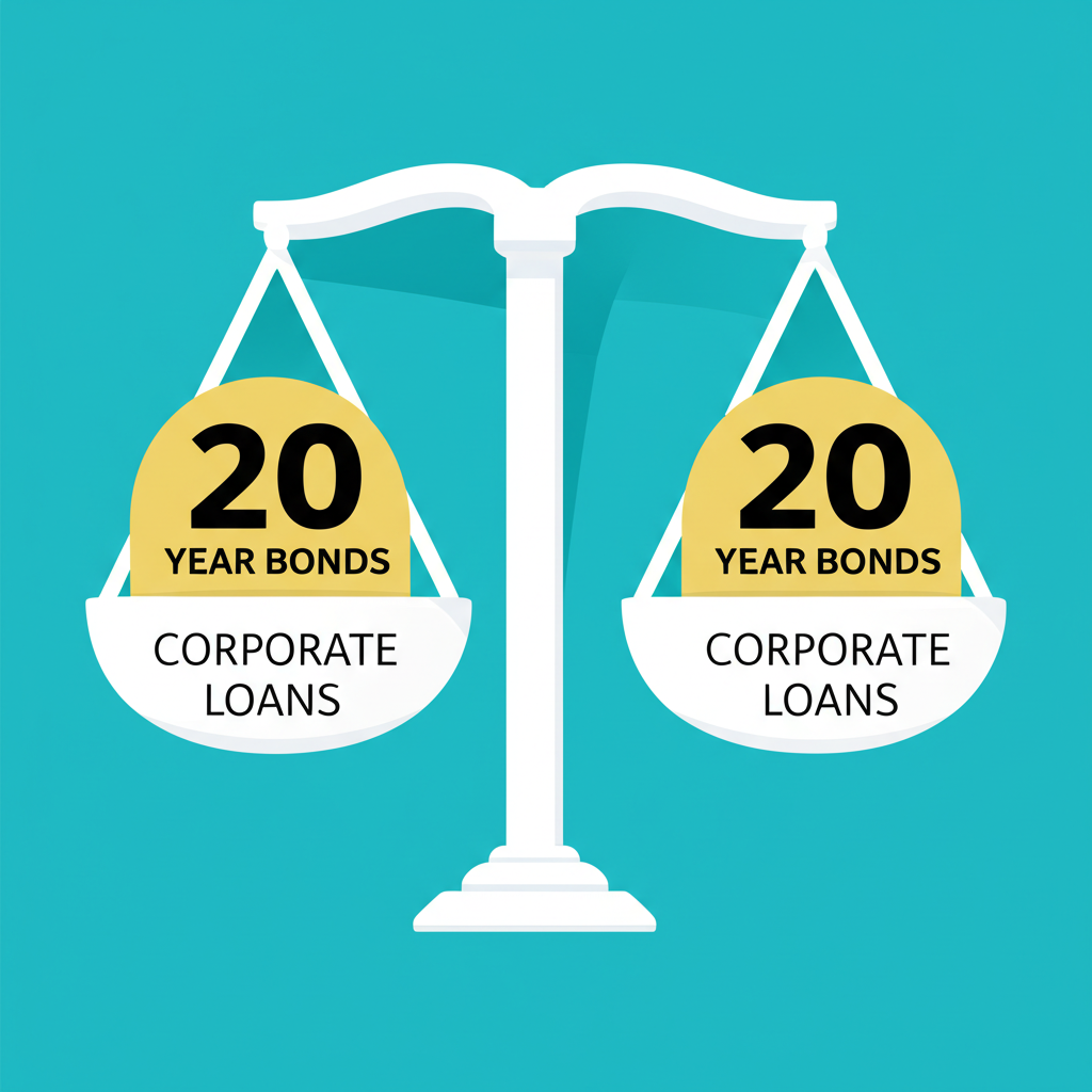 20年期公債影響股市與企業借貸平衡圖示