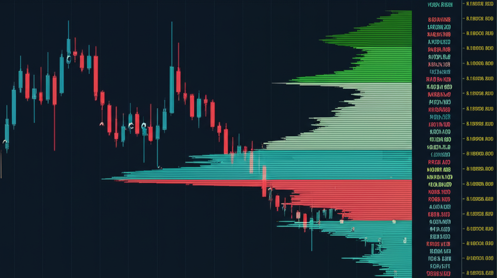 靜態歷史價格圖如K線與即時訂單流視覺化對比,展示動態買賣訂單在不同價格層級的現代金融市場插圖