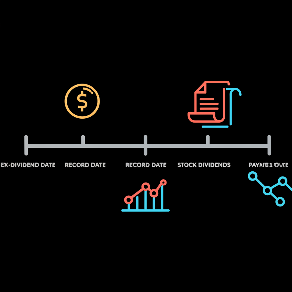 除息相關日期時間線圖示：除息日、基準日、發放日、現金股利與股票股利符號