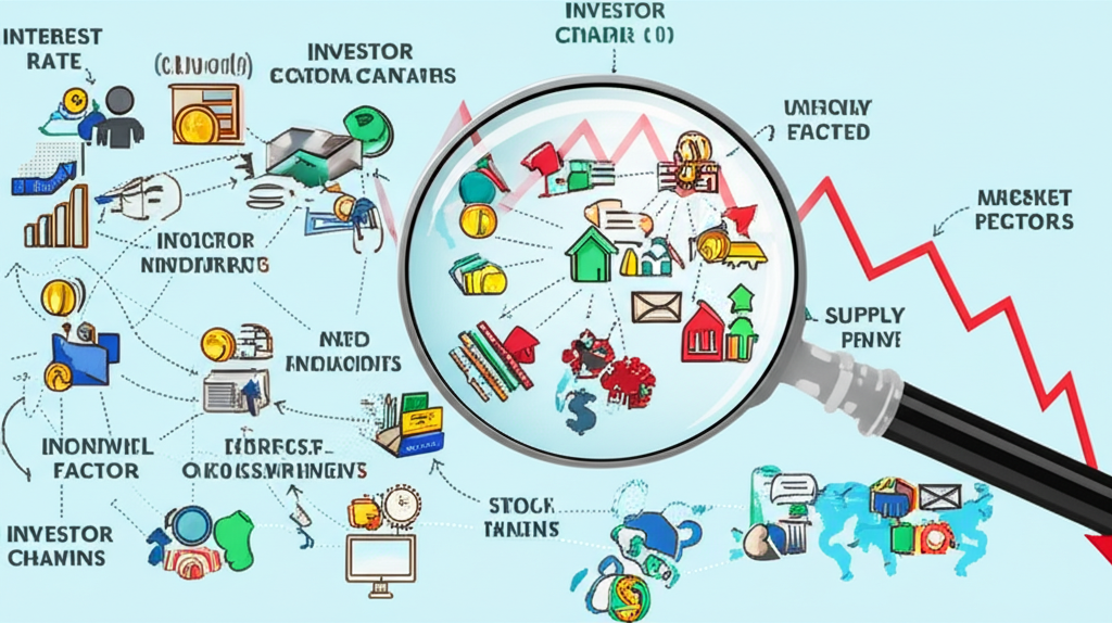 放大鏡檢視導致股價下跌的經濟與市場因素插圖
