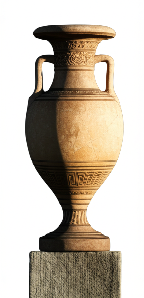 一尊保存完好的古代花瓶,象徵完整與原始狀態