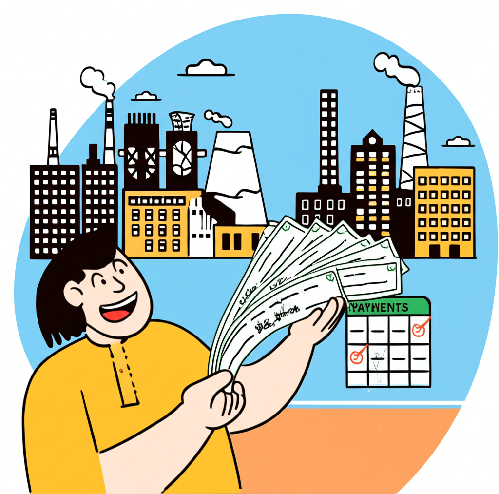 高股息ETF的現金流插圖,顯示穩定股息從傳統產業流入投資者手中