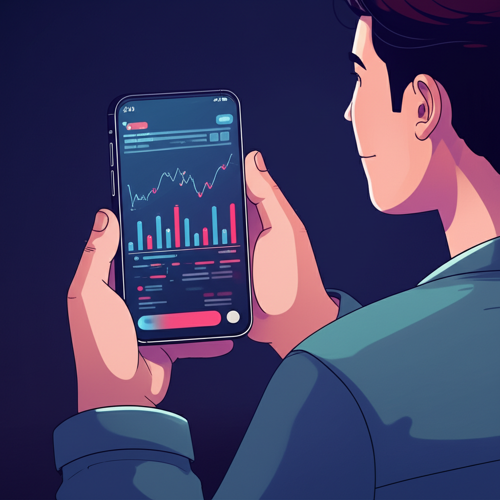 投資人使用寶塔線APP查看股市圖表,掌握行動投資工具的金融市場洞察