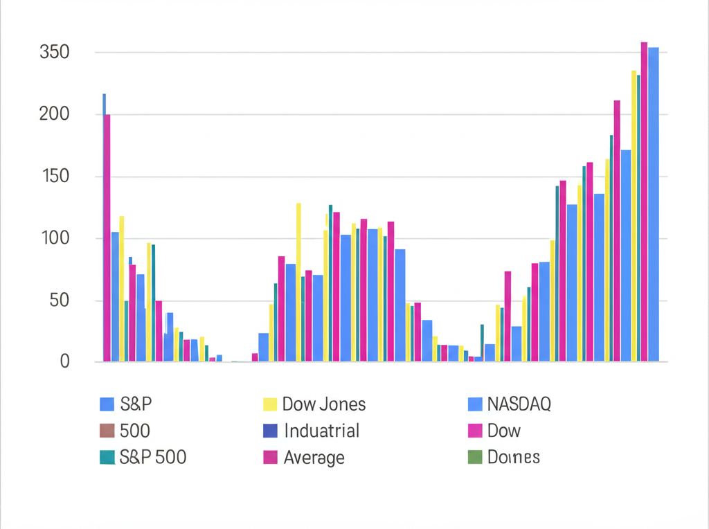 S&P 500、道瓊與那斯達克指數的柱狀圖比較插圖,強調 S&P 500 的均衡廣度