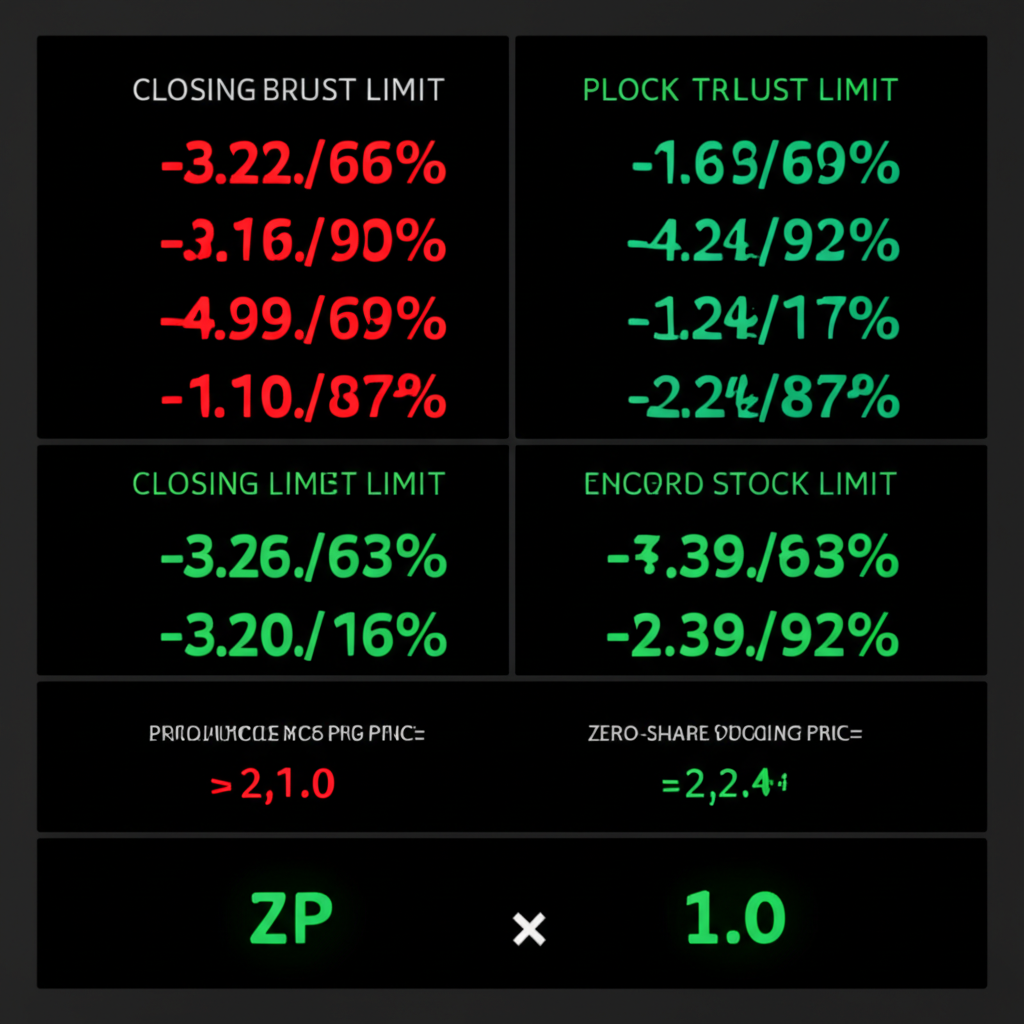 台股漲停跌停計算範例圖,包含前日收盤價的日常價格限制示意