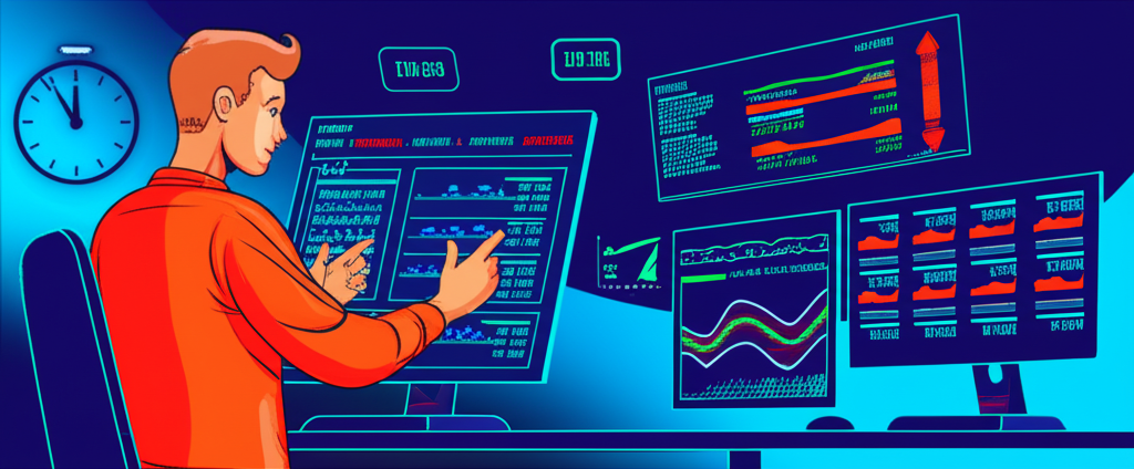 剝頭皮交易者快速執行多筆交易的插圖,顯示價格圖表細微波動與快速累積利潤