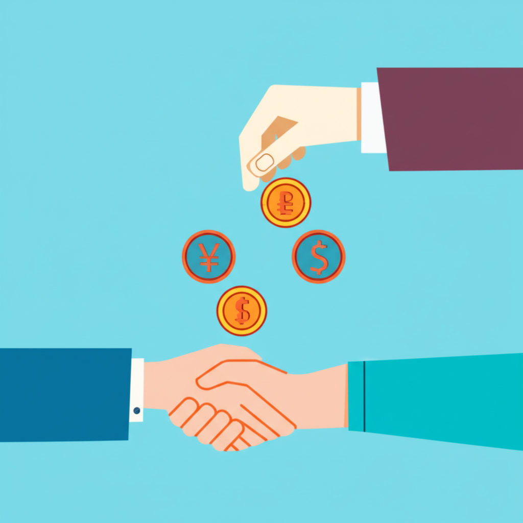 外幣買賣簡易金融市場插圖,適合新手理解貨幣兌換與外匯交易概念