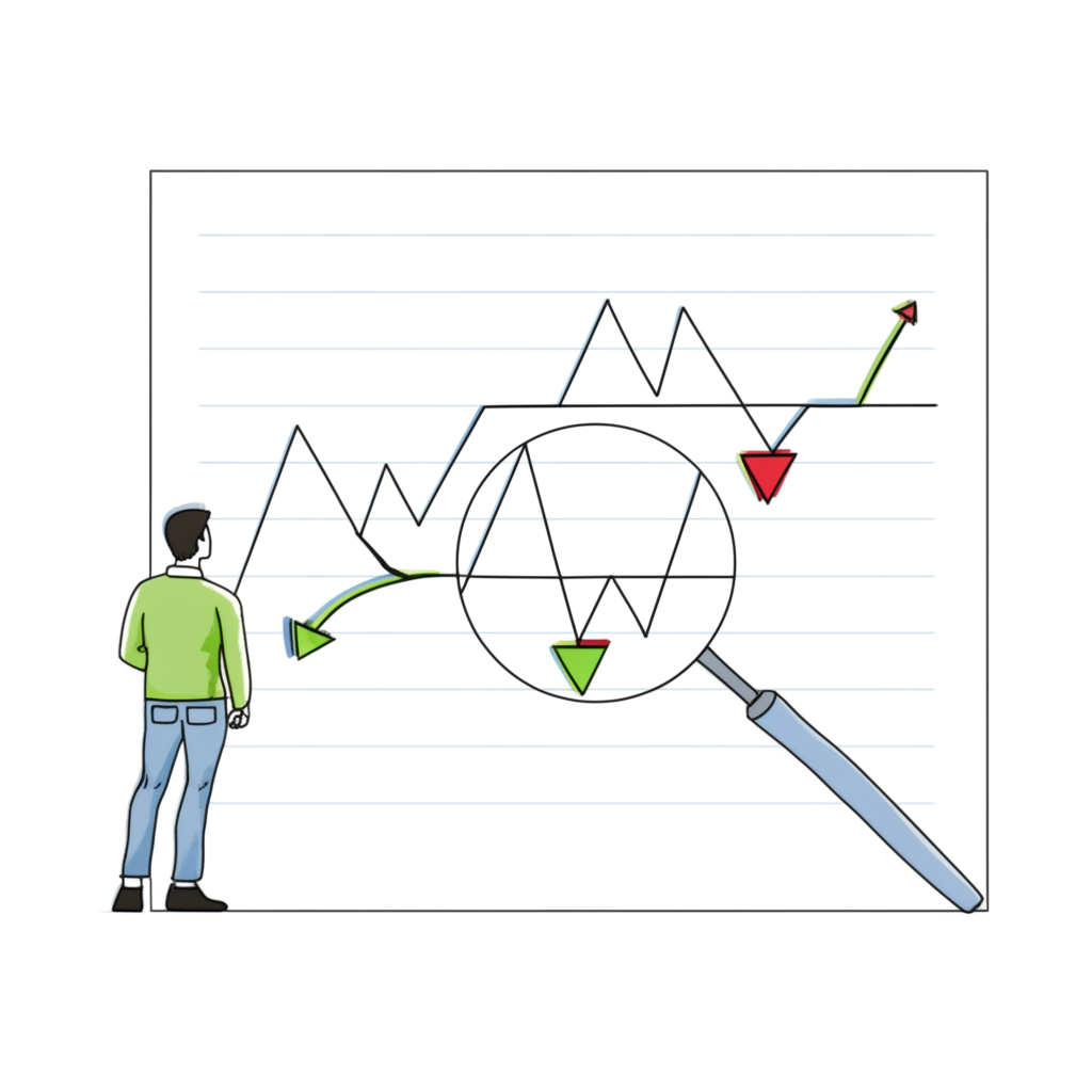 股票圖表顯示多空交易與槓桿風險