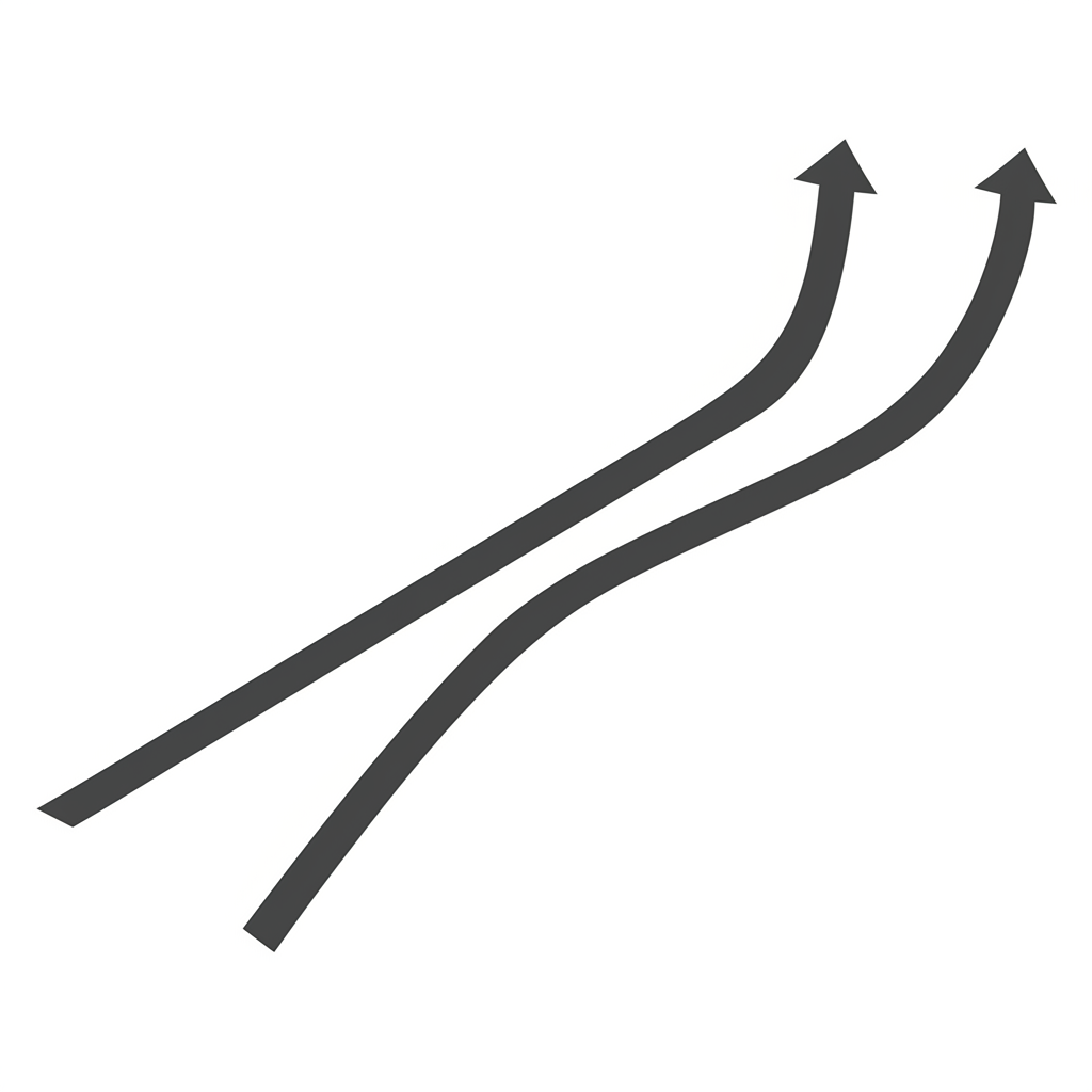 從單一起點分離的三條路徑,象徵Divergence作為差異、分離與離散的核心意涵