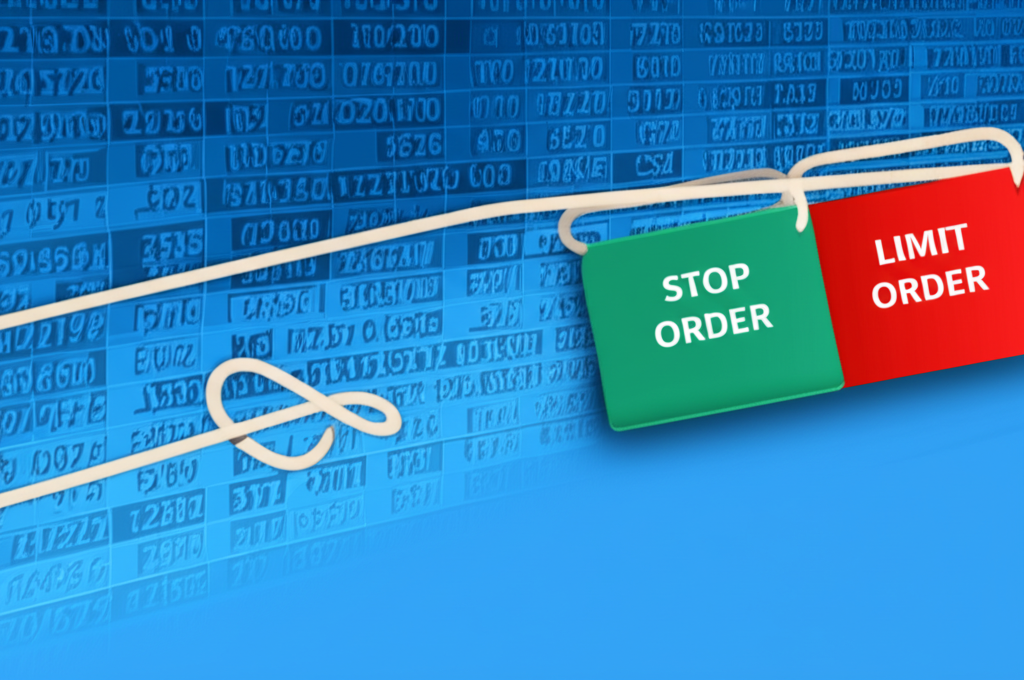 停損單與限價單透過數位連結綁定，其中一單觸發時另一單自動取消