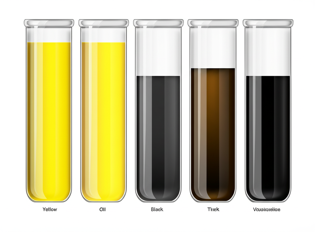 原油的各種物理和化學特性,如從黃色到黑色的不同顏色、從稀薄到濃稠的黏度以及密度,表示品質