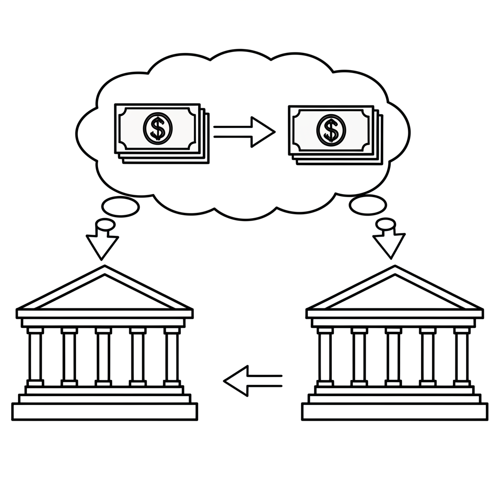 逆回購證券與資金雙向流動示意圖，強調央行回籠資金機制