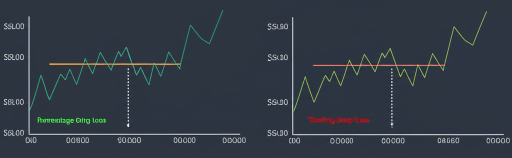 移動止損百分比與點數兩種設置方式的視覺範例圖示