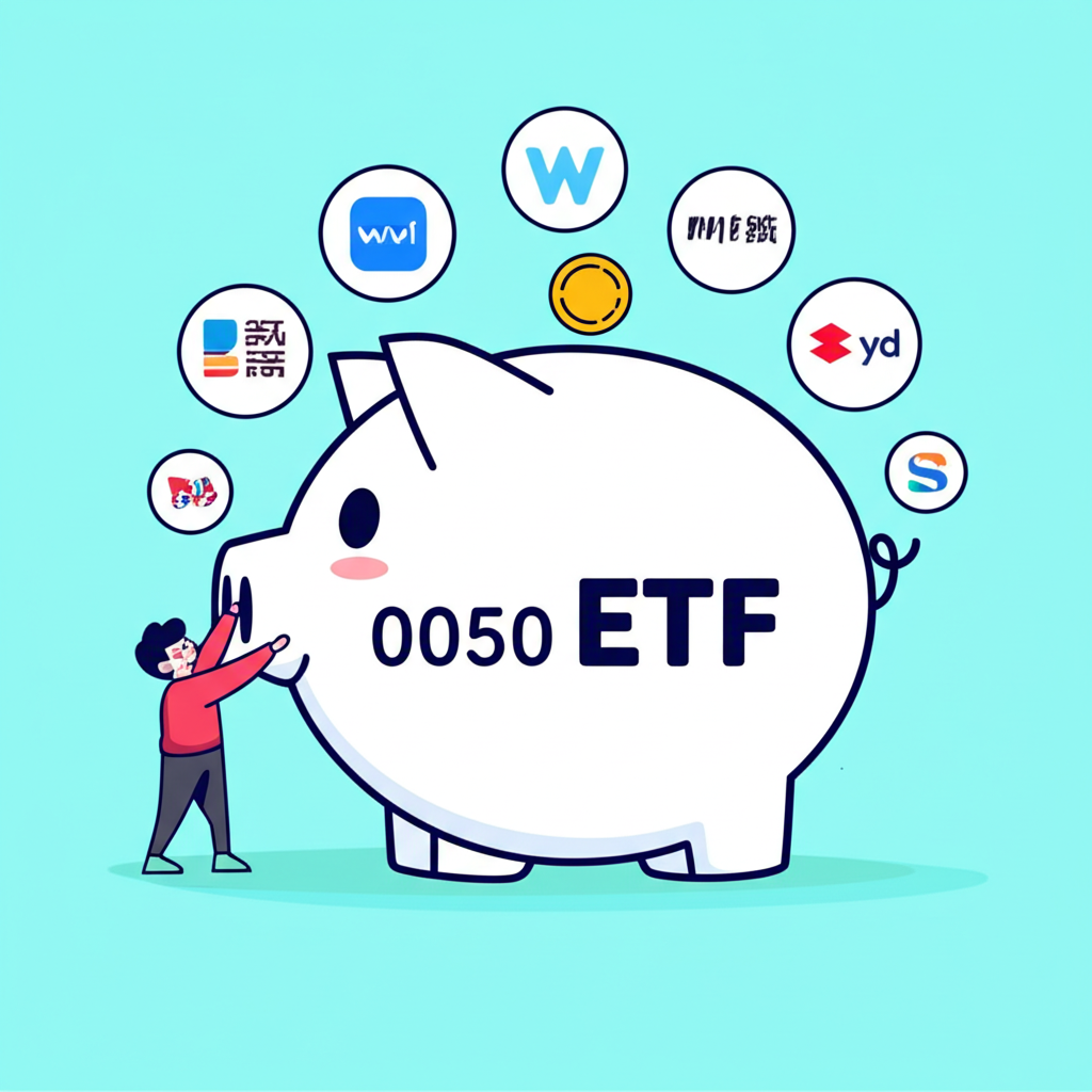 小額投資者輕鬆參與0050 ETF 的插圖,象徵分散投資與市場進入便利