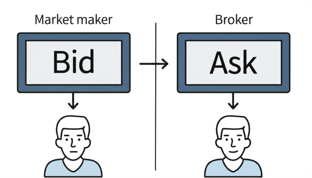 市場做市商提供買賣報價的雙重角色與經紀商中介功能的對比