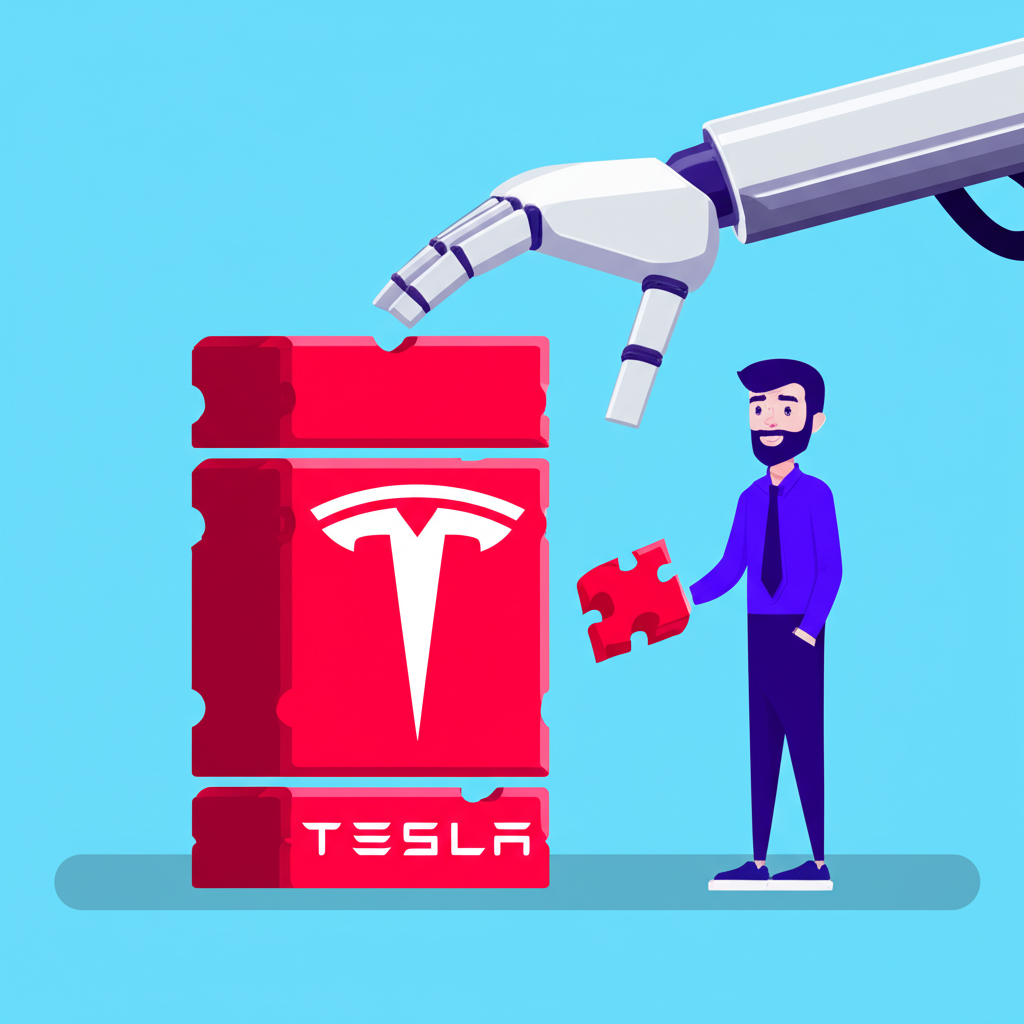 券商系統將特斯拉股票分割成小單位,小投資者獲得零股,象徵零股交易的便利