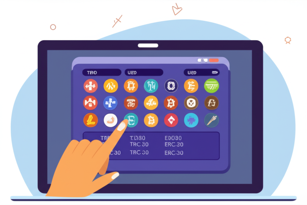 使用者在加密貨幣交易所介面操作,顯示台幣、美元及各種加密選項與TRC-20、ERC-20等網路費率