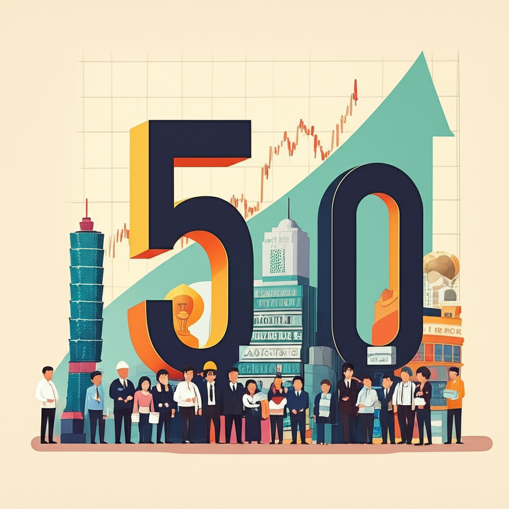 台灣50指數股市活力圖示,展示多樣產業龍頭與成長走勢