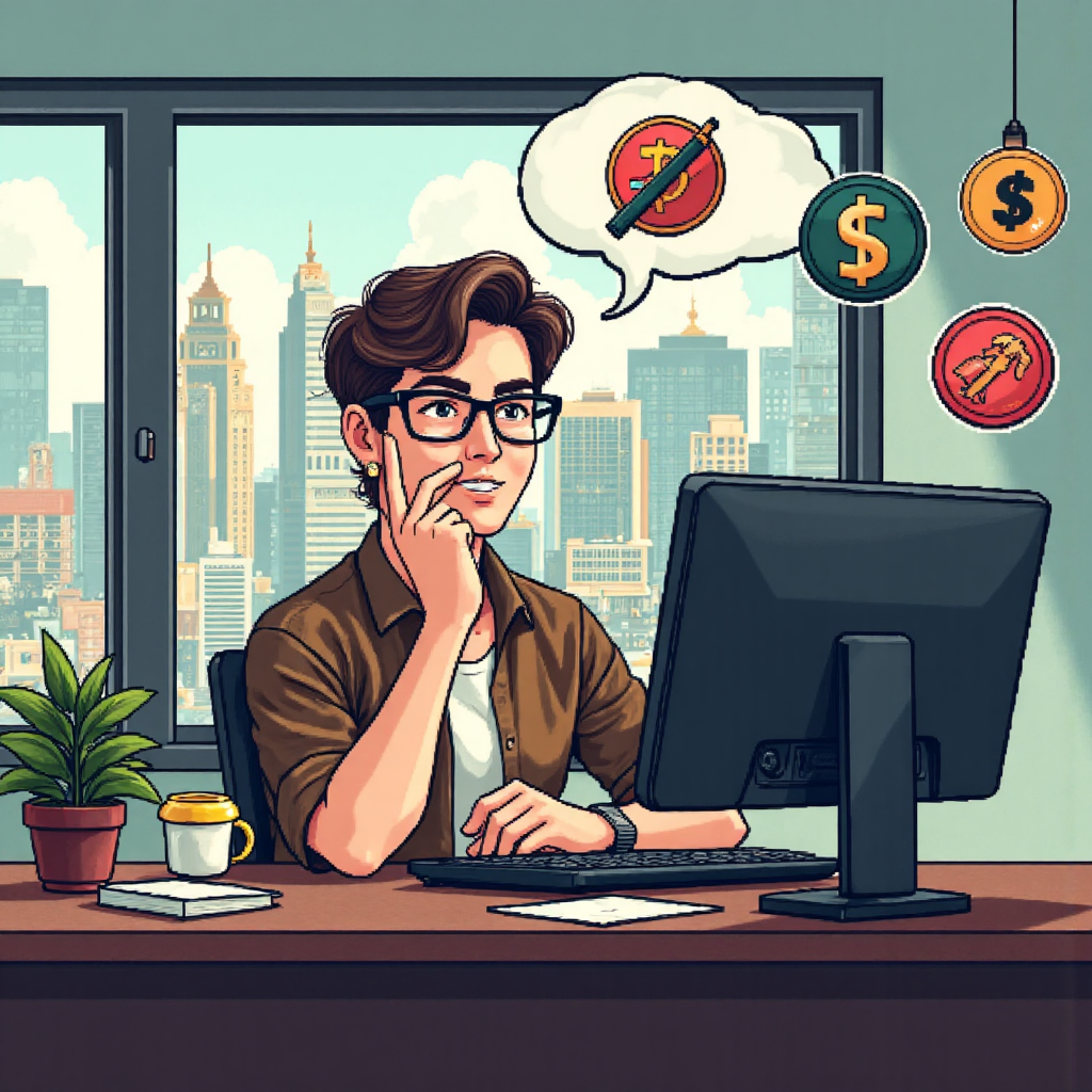 交易者自信導航金融市場,多帳戶圖標環繞,強調精準風險管理