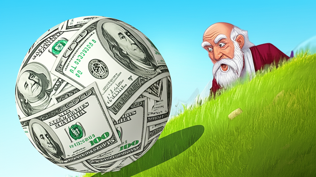 複利雪球效應圖示,象徵資金隨時間滾動增長