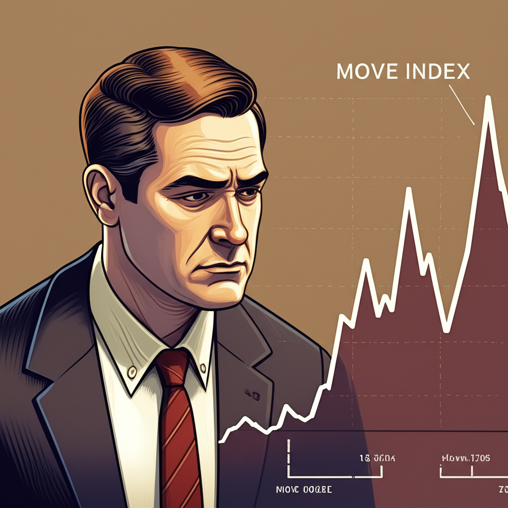 緊張投資者觀察債市波動圖表與 MOVE 指數作為恐慌指標