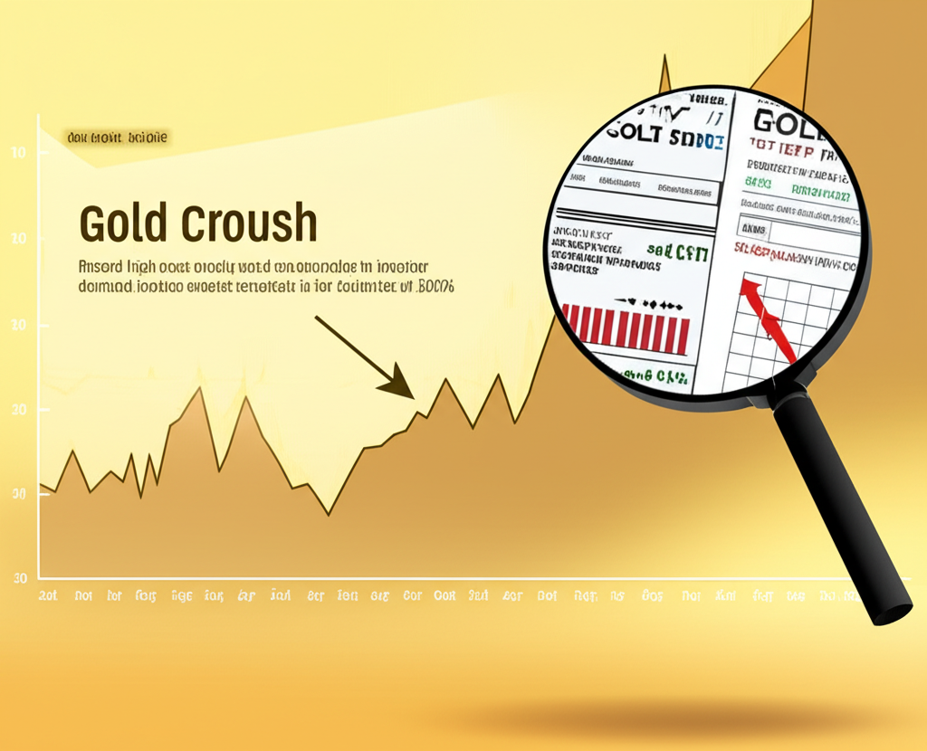 2020年黃金價格走勢圖，突出八月歷史高點與ETF報告的投資需求放大鏡