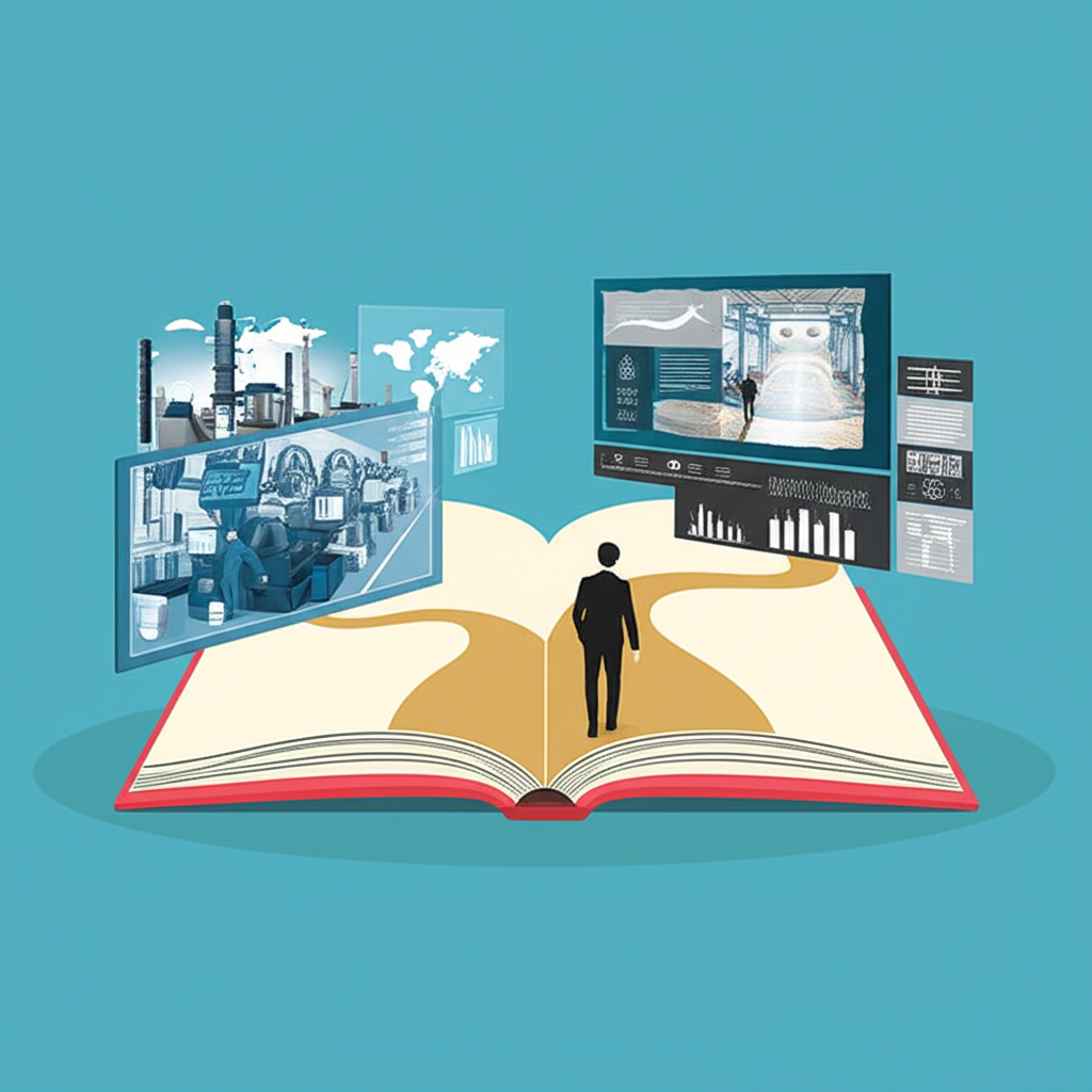 ECN 兩種路徑的開放書籍插圖:工廠與交易介面